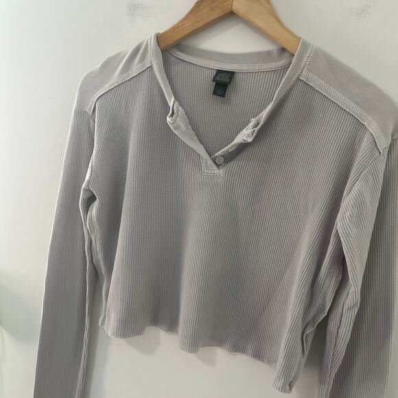 Wild Fable Gray Waffle Knit Cropped Long Sleeve Top Size Small - Picture 4 of 5